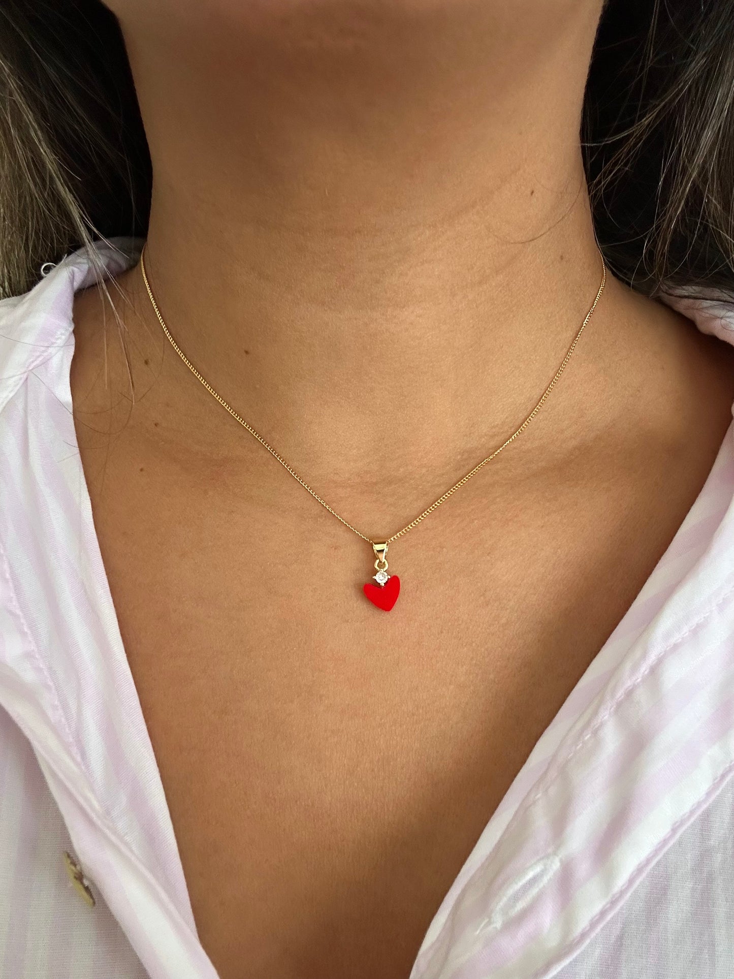 Red Heart Dainty Necklace