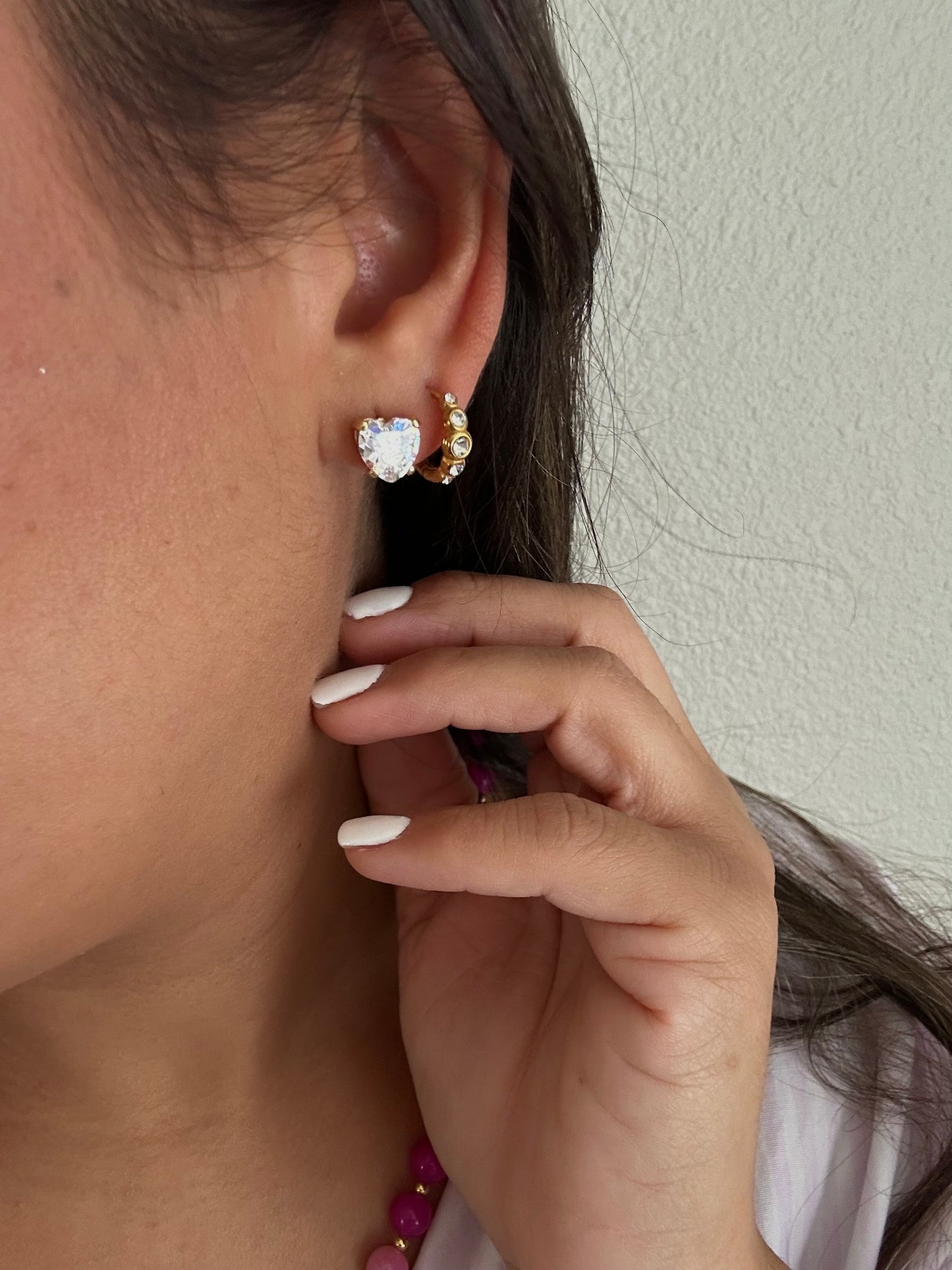 Zircon Heart Studs