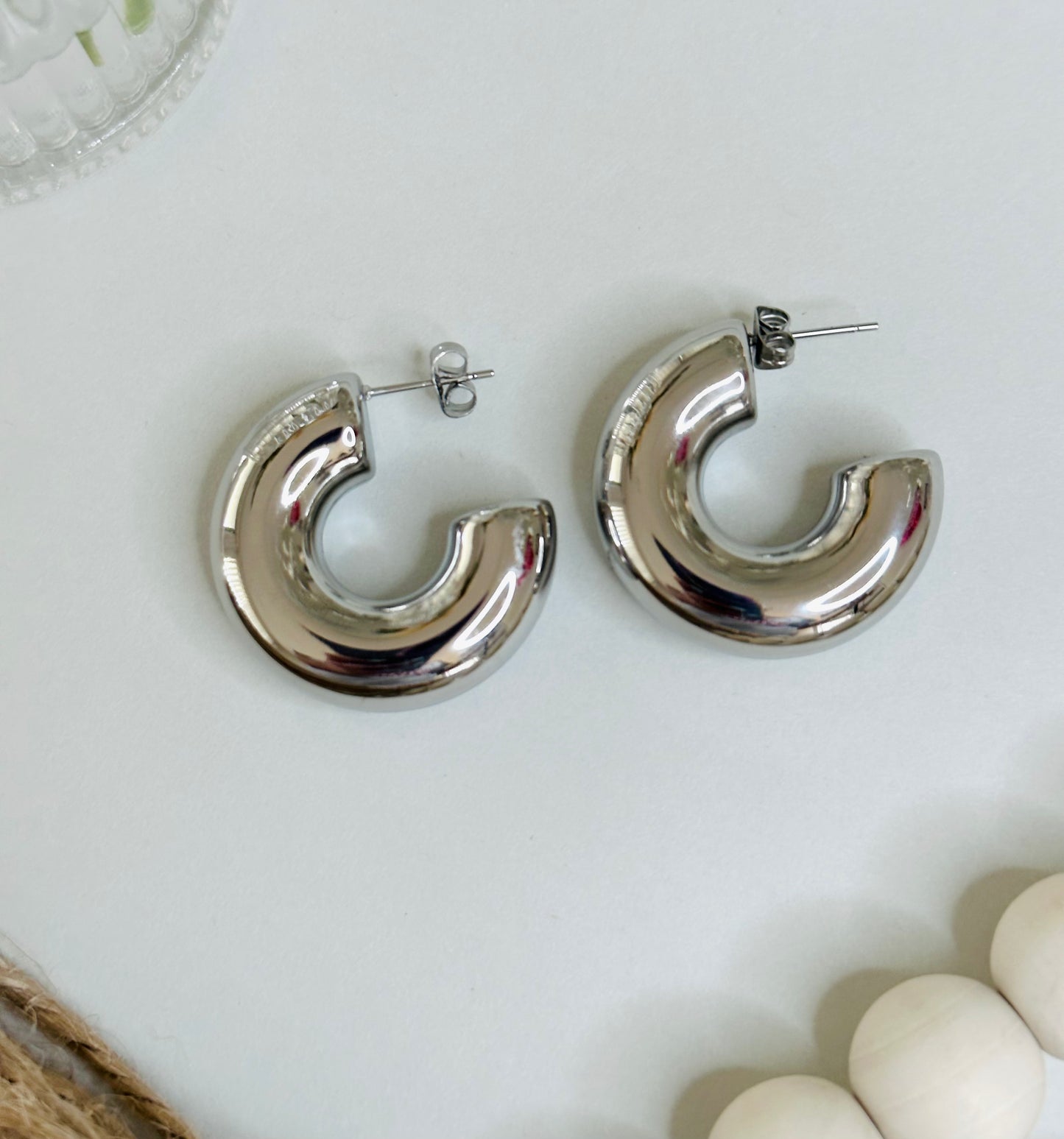Silver Chunky Hoops