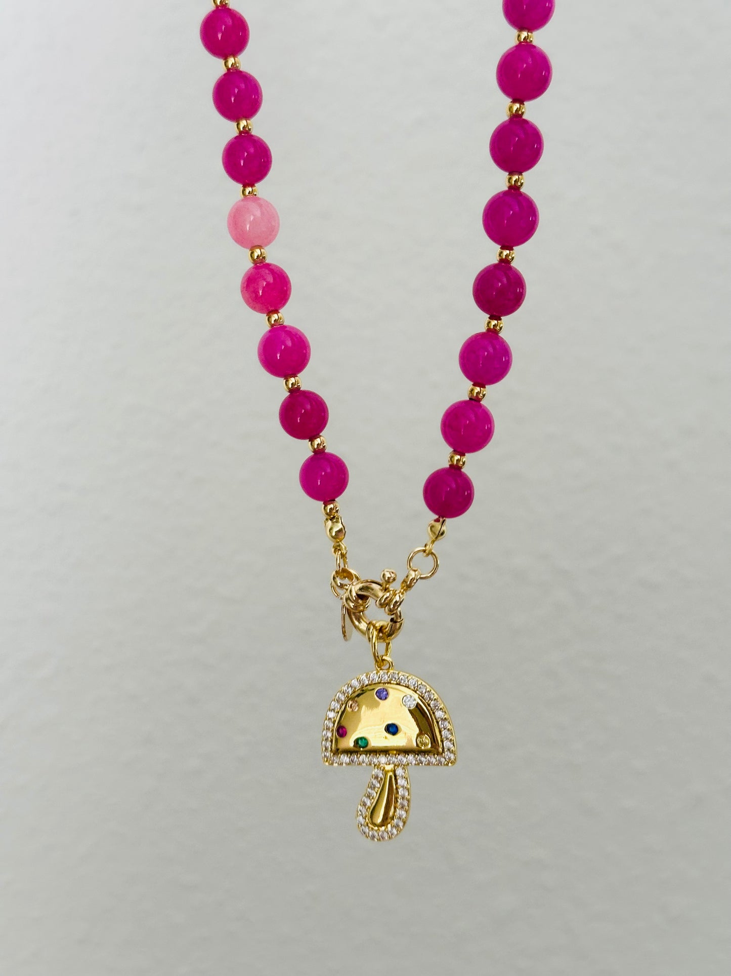 Fuschia Mushroom Necklace